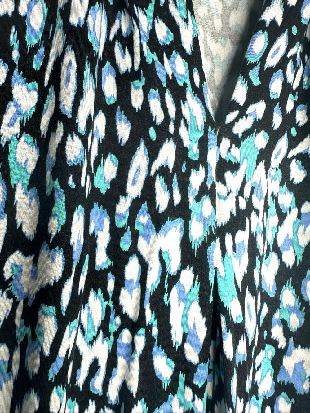 Cable & Gauge Animal Print Sleeveless V-Neck Knit Top Blue Black Stretch Size S - Picture 3 of 6